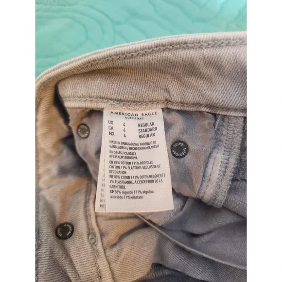 American Eagle Stretch Straight Leg Jeans Light Gray Size 4 Regular 7648413017 - Picture 5 of 9